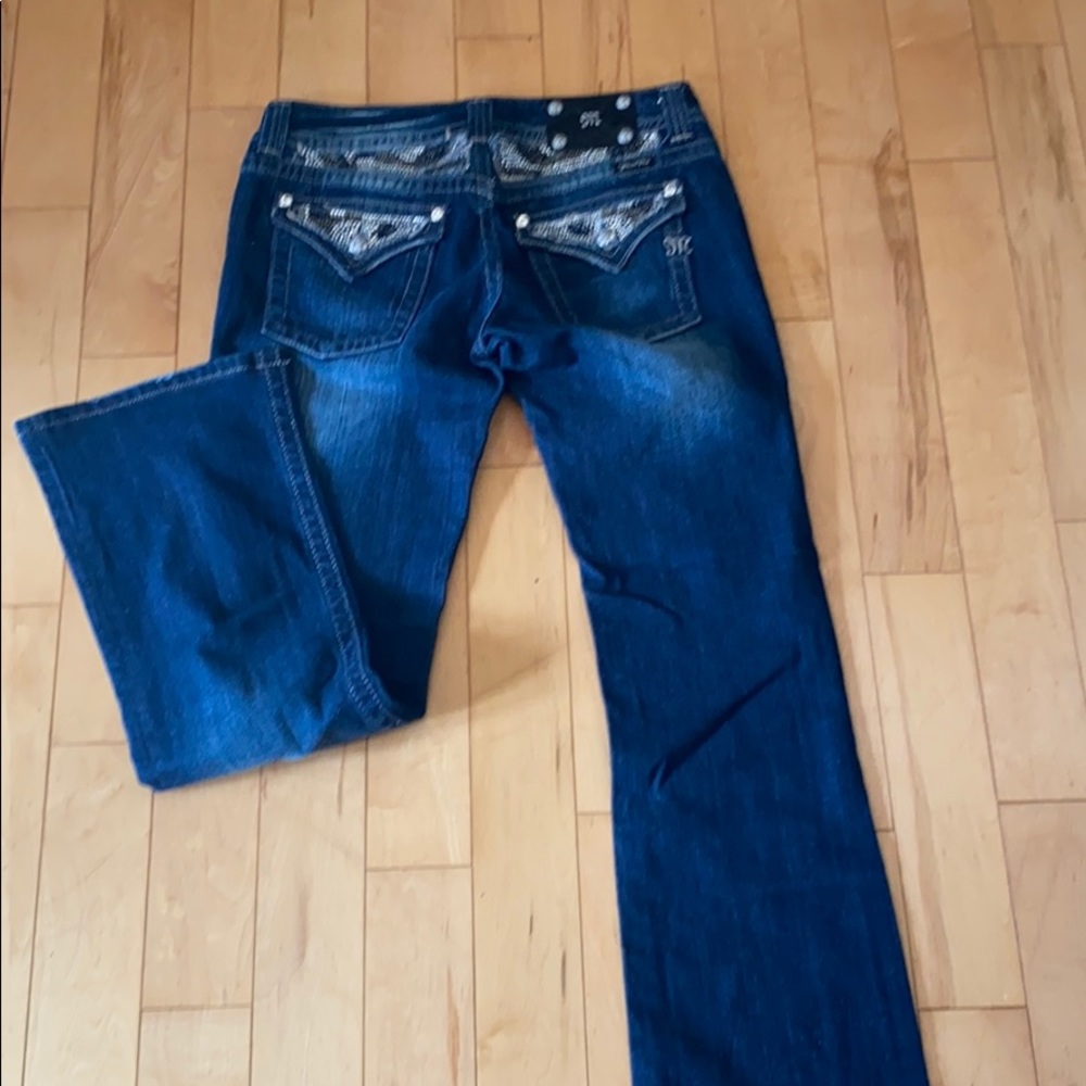 Miss Me Dark Blue Boot Cut Jeans with Silver Details - Picture 5 of 6